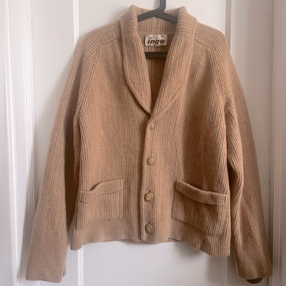VINTAGE Camel Hair/ Wool Blend Cardigan Sweater
